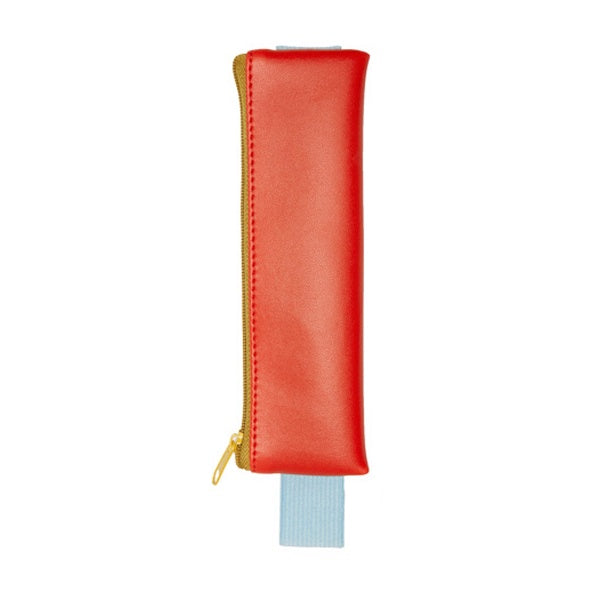 Estuche para bolis y lápices con goma elástica para llevar en la libreta en rojo y azul