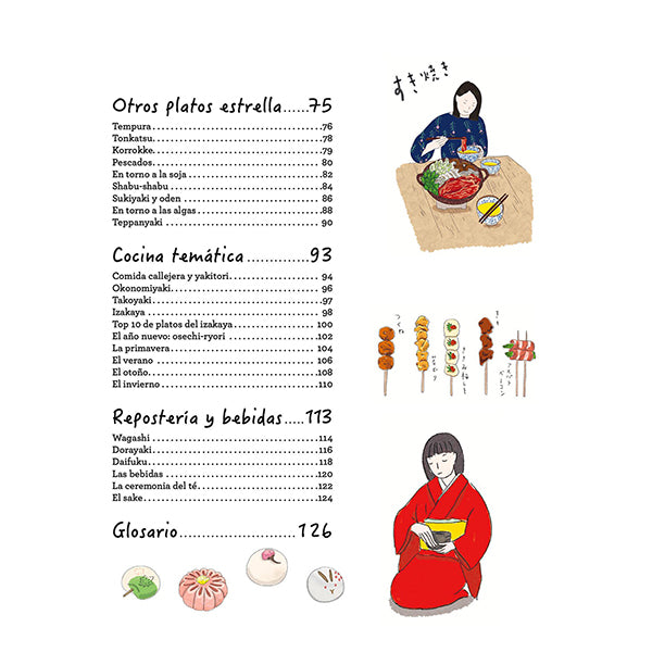 Índice del libro La cocina japonesa ilustrada