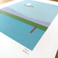 Detalle de la firma en la ilustración de Elisa Talens La Albufera de Valencia con un pato sobre cielo azul