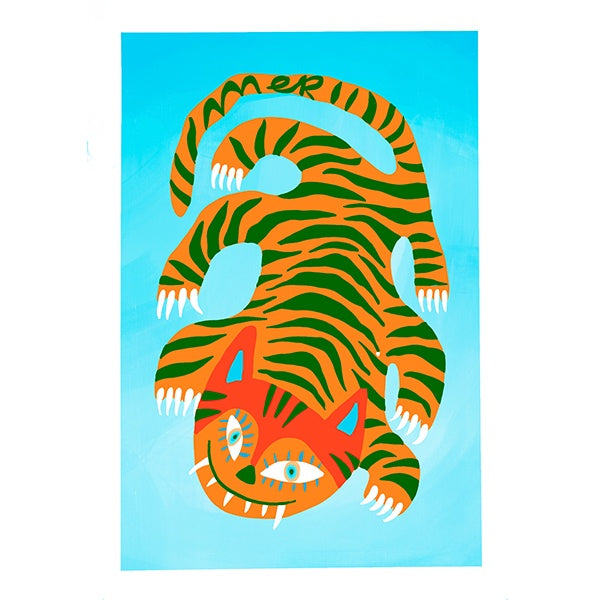 Ilustración de Meri Merino de un tigre con colores vivos para celebrar el año nuevo Chino