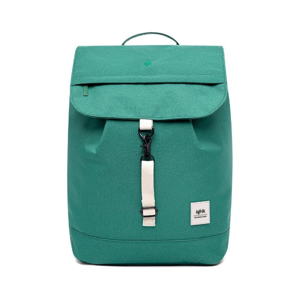 Mochila grande e impermeable reciclada verde Bauhaus de la firma española Lefrik