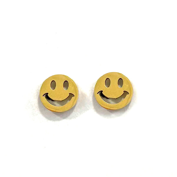 Pendientes de acero dorados con cara Smiley