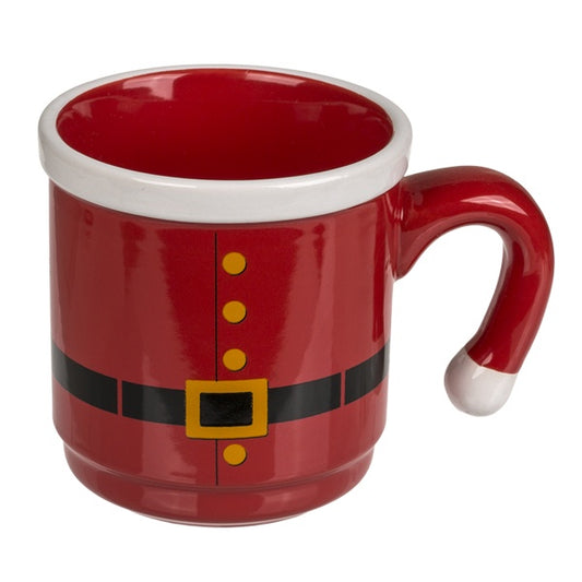 Taza de cerámica roja con disfraz de Papá Noel para usar en Navidad