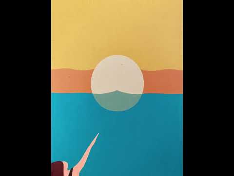 Vídeo animado con la lámina Zambullirse de Elisa Talens, en la que sale una chica sumergiéndose en el mar con el sol poniéndose al fondo.