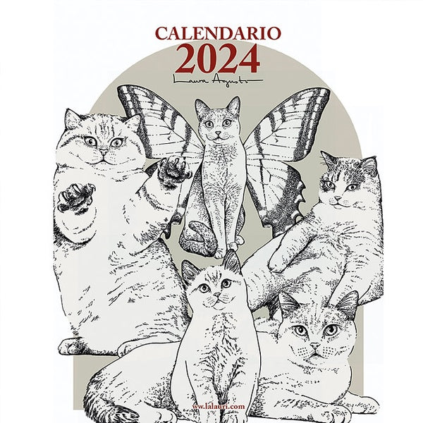 Portada del calendario de mesa de laura agusti con ilustraciones de Gatos