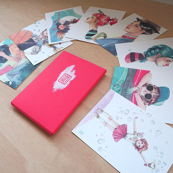 Pack rojo de postales de la ilustradora Esther Gili